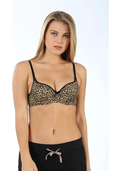 Desteksiz Sütyen B Kap Kahve - Leopar