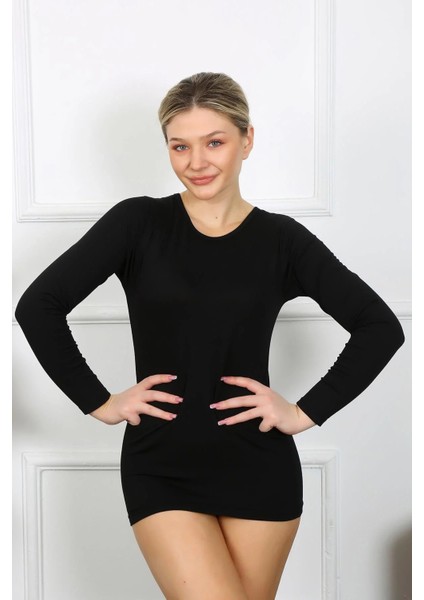 Bayan Uzun Kol Body Siyah