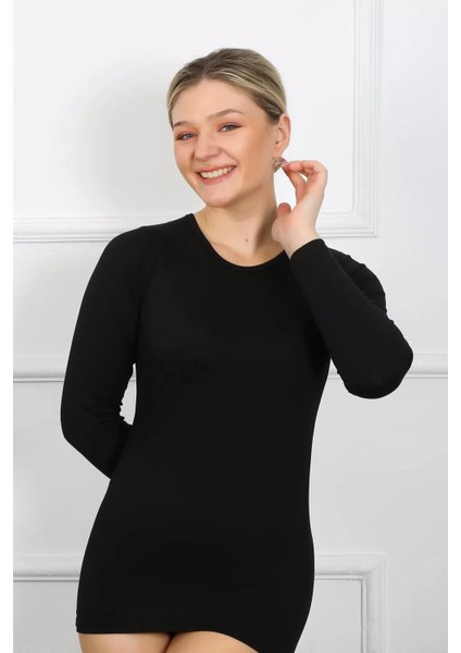 Bayan Uzun Kol Body Siyah modelleri