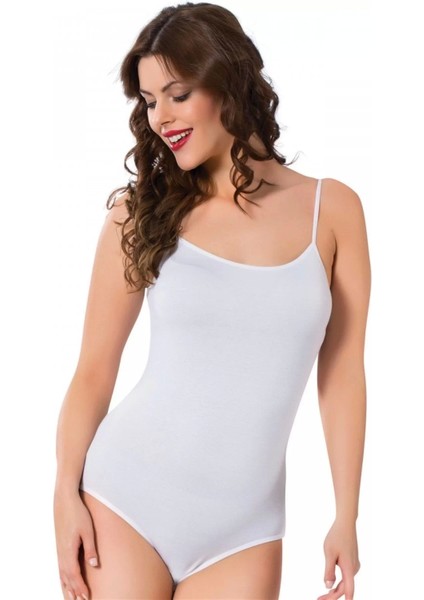 Bayan Ip Askılı Çıtçıtlı Body Beyaz