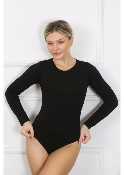 Bayan Uzun Kol Çıtçıtlı Body Siyah modelleri