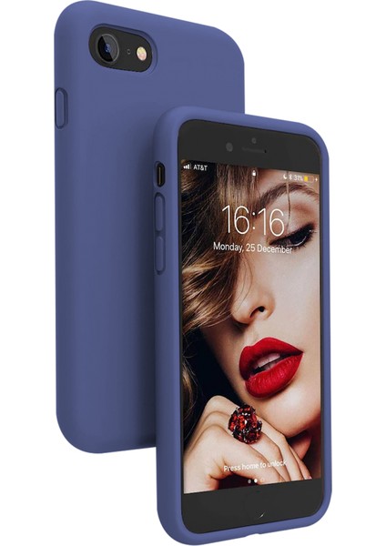 Apple iPhone 8 İnce Mat Silikon Kılıf Lacivert