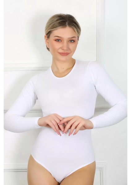 Bayan Uzun Kol Çıtçıtlı Body Beyaz modelleri