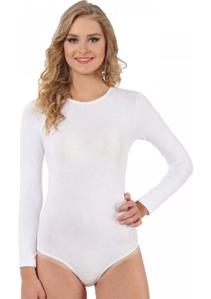 Bayan Uzun Kol Çıtçıtlı Body Beyaz fırsatları