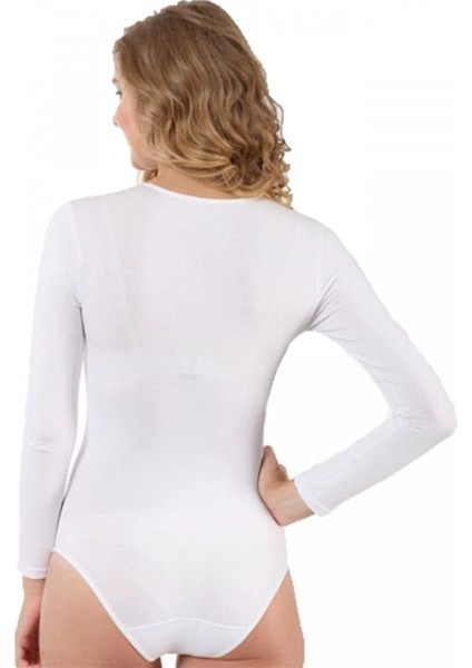 Bayan Uzun Kol Çıtçıtlı Body Beyaz indirimleri