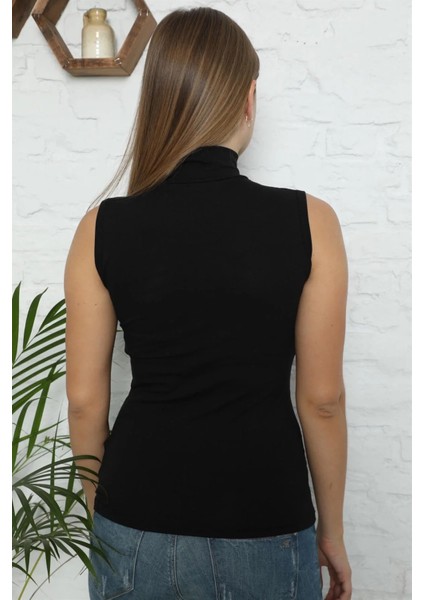 Bayan Sıfır Kol Yarım Balıkçı Yaka Body Siyah fırsatları