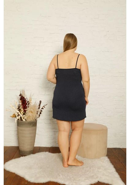 Kadın Pamuklu Ip Askılı Büyük Beden Gecelik Lacivert modelleri