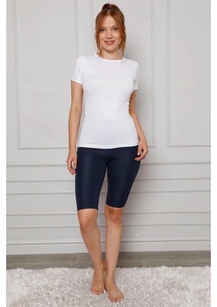 Microfiber Diz Üstü Tayt Lacivert