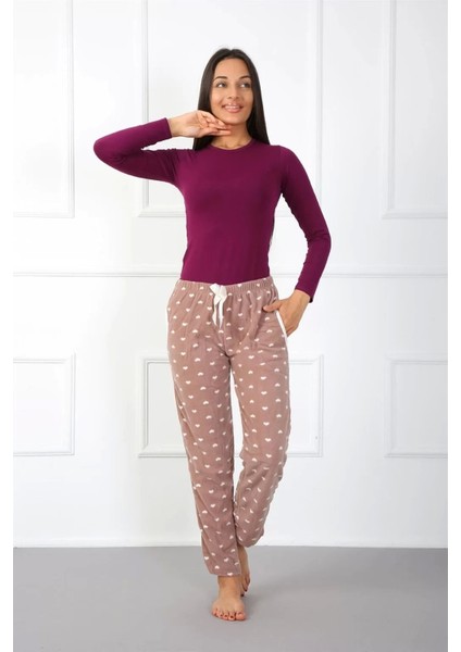 Bayan Welsoft Polar Tek Alt Pijama Kahve