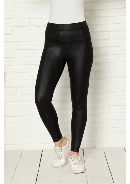 Kadın Deri Tayt Siyah