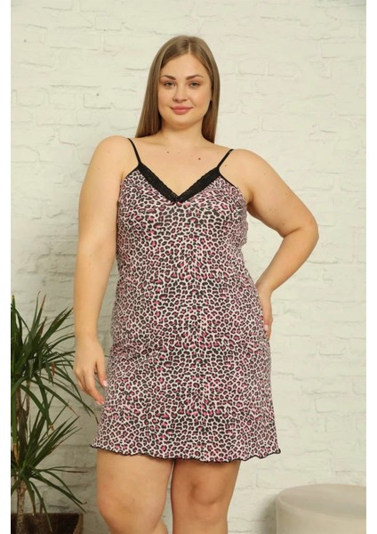 Kadın Pamuklu Ip Askılı Büyük Beden Gecelik