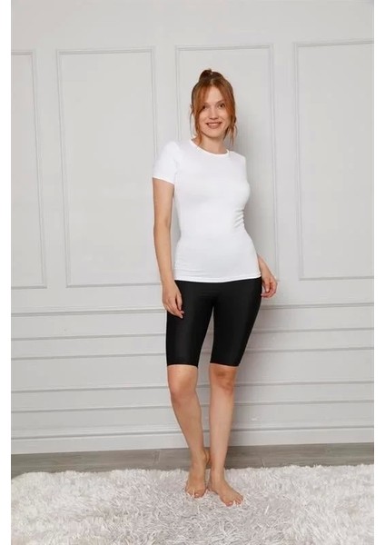 Microfiber Diz Üstü Tayt Siyah