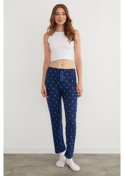 Puantiye Desenli Süet Pijama Altı modelleri