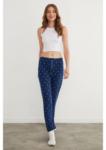 Puantiye Desenli Süet Pijama Altı indirimleri