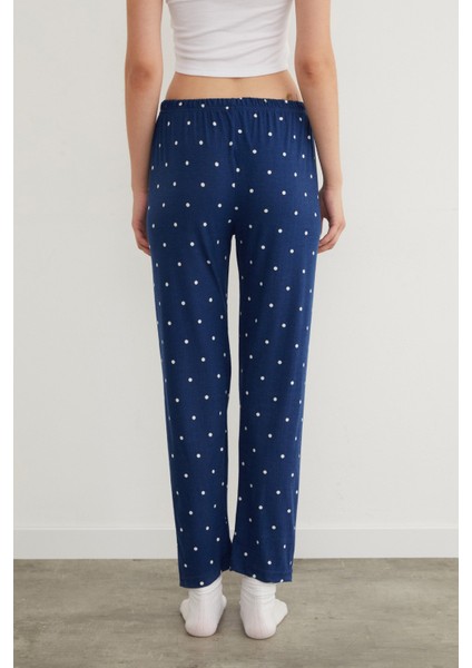 Puantiye Desenli Süet Pijama Altı