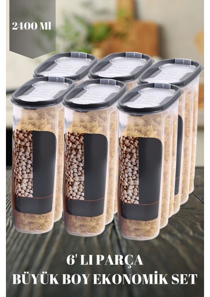 6'lı Büyük Boy Saklama Kabı Seti, Beyaz, 6X2400 Ml, Ekonomik ve Pratik Kullanım