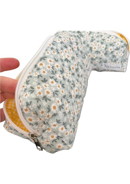 Yeşil Mini Papatya Desenli Elyaf Dolgulu Kalemlik, Okul ve Ofis Için Şık Saklama Kutusu fırsatları