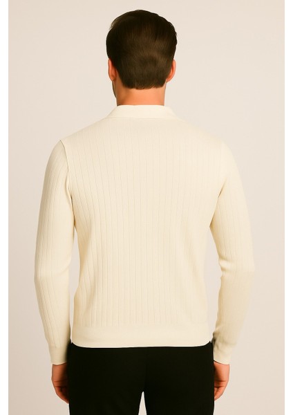 Erkek Polo Yaka Fermuarlı Kazak 1038 modelleri