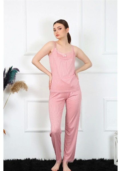 Kadın Ip Askılı Somon Pijama Takım modelleri