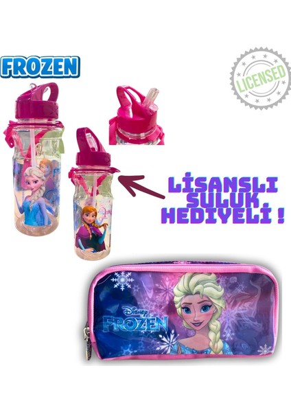 Pembe Çift Gözlü Lisanslı Fermuarlı Kalemlik, Okul ve Çalışma Için Şık ve Fonksiyonel