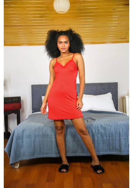 Ip Askılı Penye Gecelik Kırmızı fiyatları