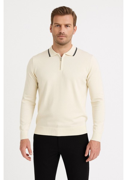 Erkek Polo Yaka Fermuarlı Kazak 1036