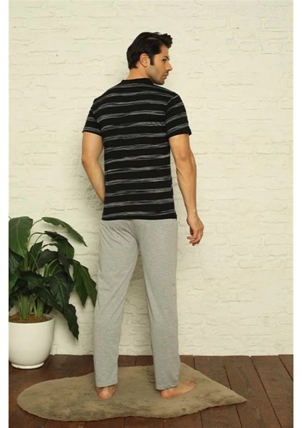 Erkek Siyah V Yaka 3'lü Pijama Takım fırsatları