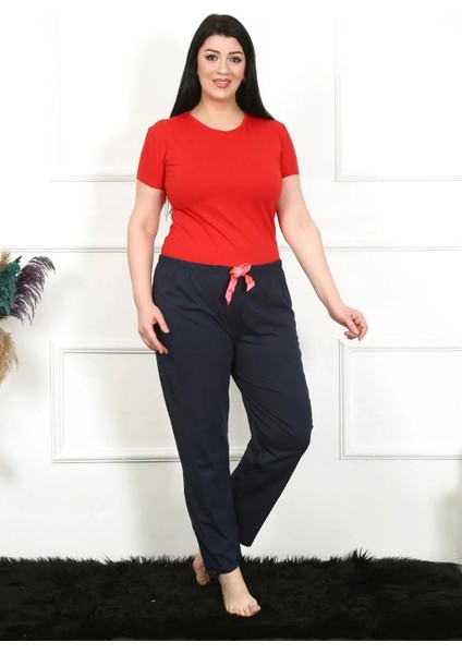 Kadın Pamuklu Büyük Beden Alt Pijama Lacivert