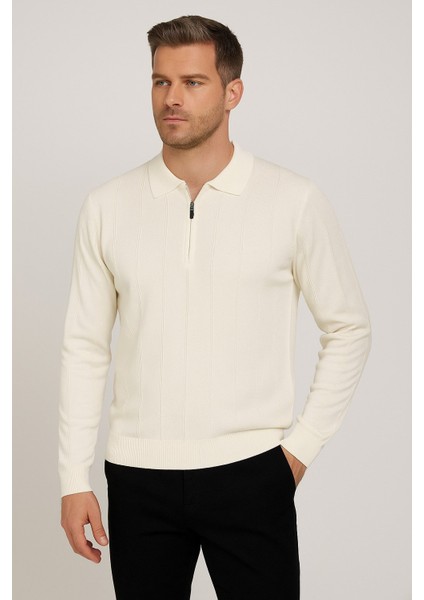Erkek Polo Yaka Fermuarlı Kazak 6580