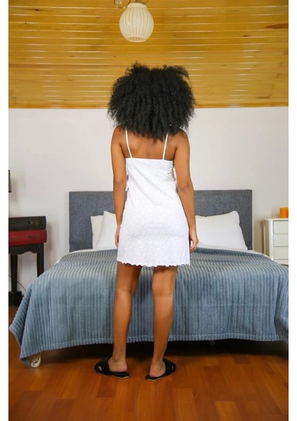 Ip Askılı Penye Gecelik Beyaz fırsatları