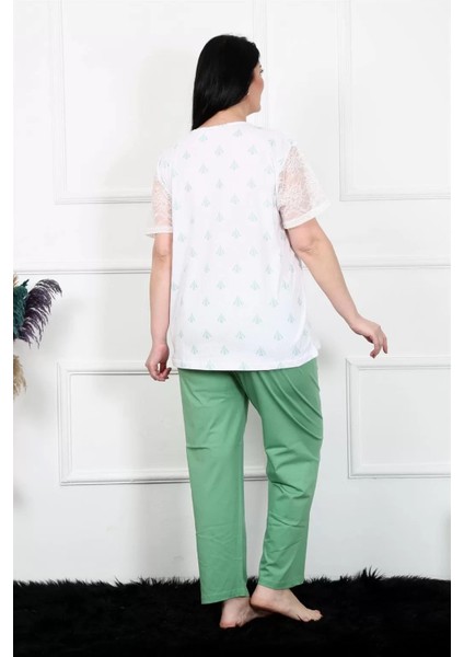 Kadın 5xl-6xl-7xl-8xl Büyük Beden Kısa Kol Pijama Takım Beyaz fırsatları