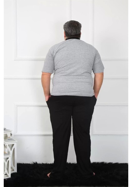 Büyük Beden Erkek Gri Penye Pijama Takım modelleri