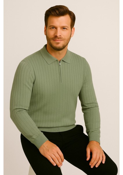 Erkek Polo Yaka Fermuarlı Kazak 1038 fırsatları