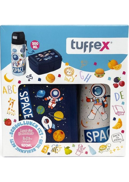 Desenli Beslenme Kabı ve Suluk Seti - 500 Ml, Okul ve Piknik Için, Lacivert