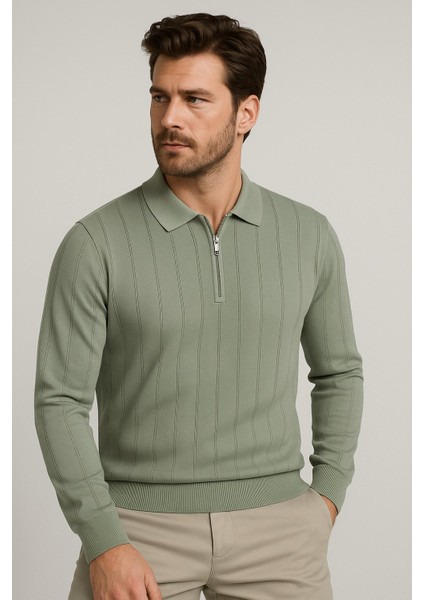 Erkek Polo Yaka Fermuarlı Kazak 6580 fırsatları