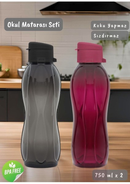 2’li 750 ml Suluğu Seti, Bpa Free, Kokusuz, Siyah ve Bordo, Öğrenci Için Ideal fiyatları