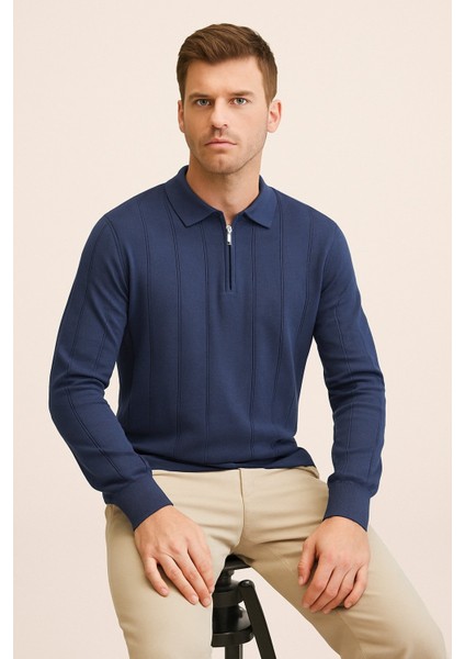 Erkek Polo Yaka Fermuarlı Kazak 6580 fırsatları