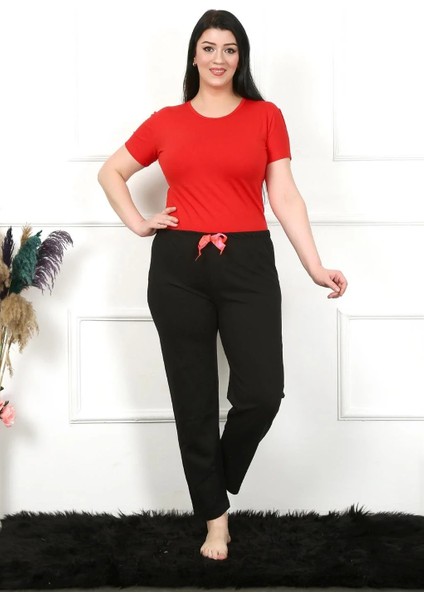 Kadın Pamuklu Büyük Beden Alt Pijama Siyah