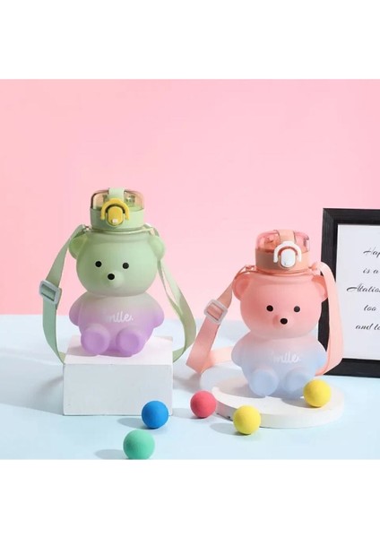 Çocuklar Için Renkli Ayıcık Tasarımlı 800 ml Su Şişesi, Bpa Içermeyen Suluk fiyatları
