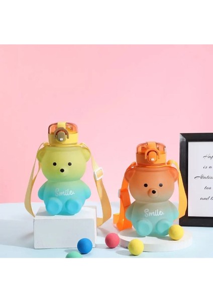 Çocuklar Için Renkli Ayıcık Tasarımlı 800 ml Su Şişesi, Bpa Içermeyen Suluk modelleri