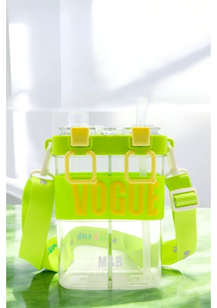 Yeşil Çift Bölmeli 900 ml Çocuk Suluk, Pipetli, Boyun Askılı, Pratik ve Şık Tasarım fiyatları