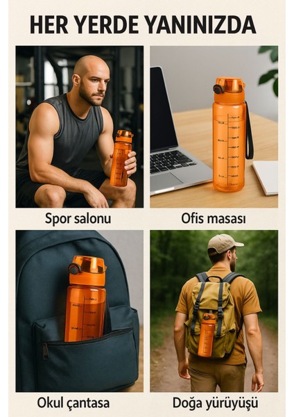 Turuncu 1 Litre Sızdırmaz ve Damlatmaz Su Matara, Okul, Spor ve Iş Yeri Için Ideal fırsatları
