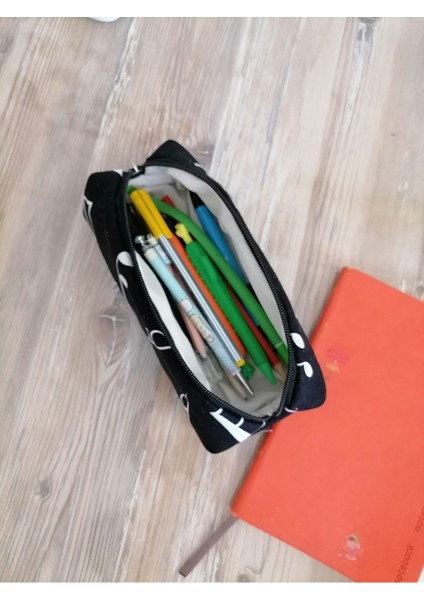 Su Geçirmez Müzik Notalı Siyah Kalem Kutusu, Yıkanabilir, Fermuarlı, 21X8 cm fiyatları