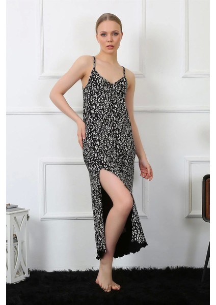 Kadın Ip Askılı Uzun Gecelik Siyah fiyatları