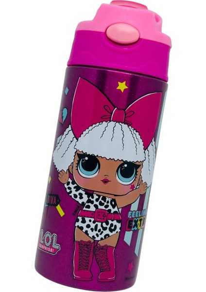 Pembe Çelik Silikon Pipetli Okul Su Şişesi, Sağlam ve Şık Tasarım