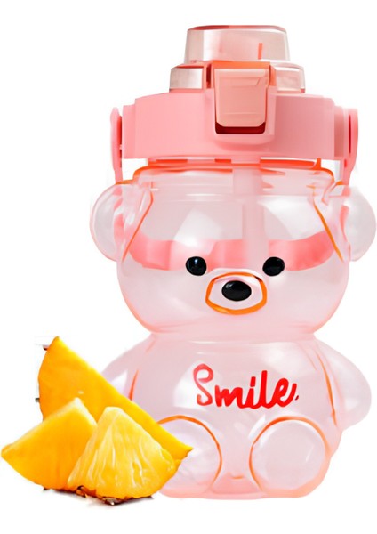 Sevimli Ayıcıklı 1000 ml Matara, Su ve Içecekler Için, Bpa Içermeyen, Seyahat ve Okul Malı