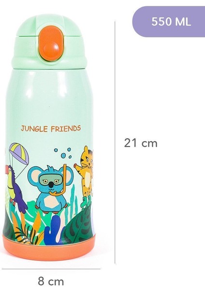 Yeşil Jungle Friends Çelik Çocuk Matara 550 Ml, Şık ve Sağlam Tasarım indirimleri