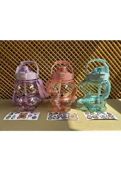 Sevimli Ayıcıklı 1000 ml Matara, Su ve Içecekler Için, Bpa Içermeyen, Seyahat ve Okul Malı indirimleri