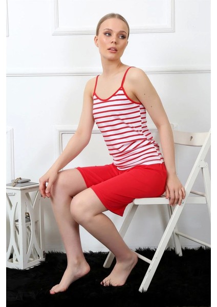 Kadın Ip Askılı Kapri Takım Kırmızı fiyatları