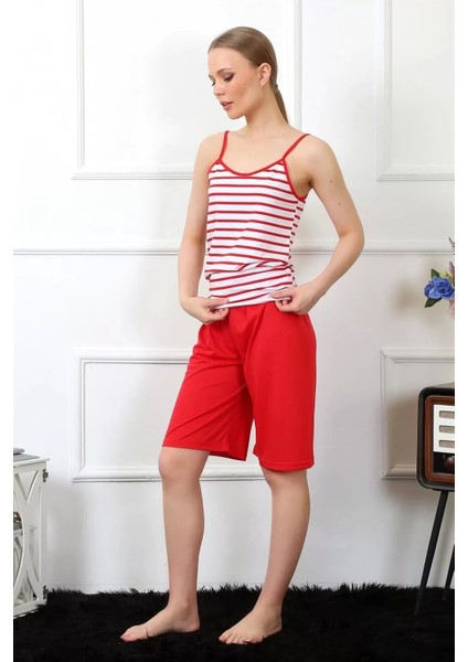 Kadın Ip Askılı Kapri Takım Kırmızı modelleri